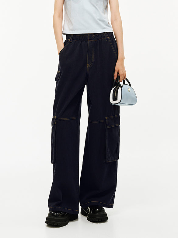 Rigid Denim Cargo Pants