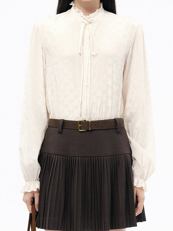 Ribbon Design Monogram Frill Blouse