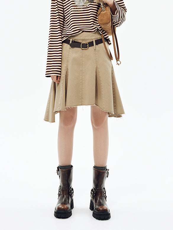 Belted Denim Skirt