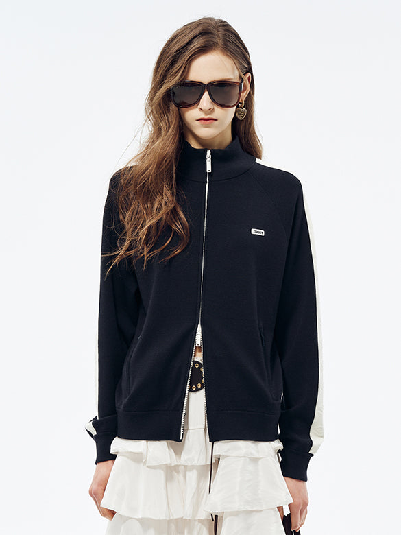 Line Zipper Knit Cardigan