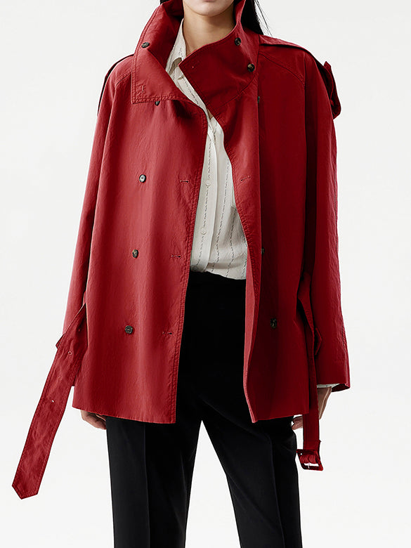 Red Half Trench-coat