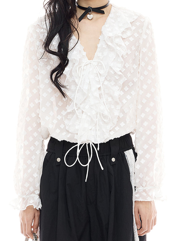 Flower Dot Frill blouse