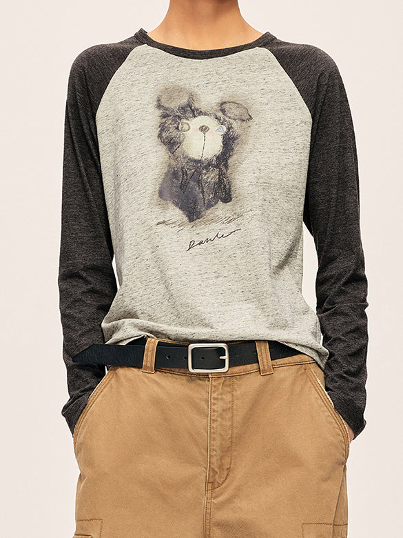 Character Printed Ragran T-shirt