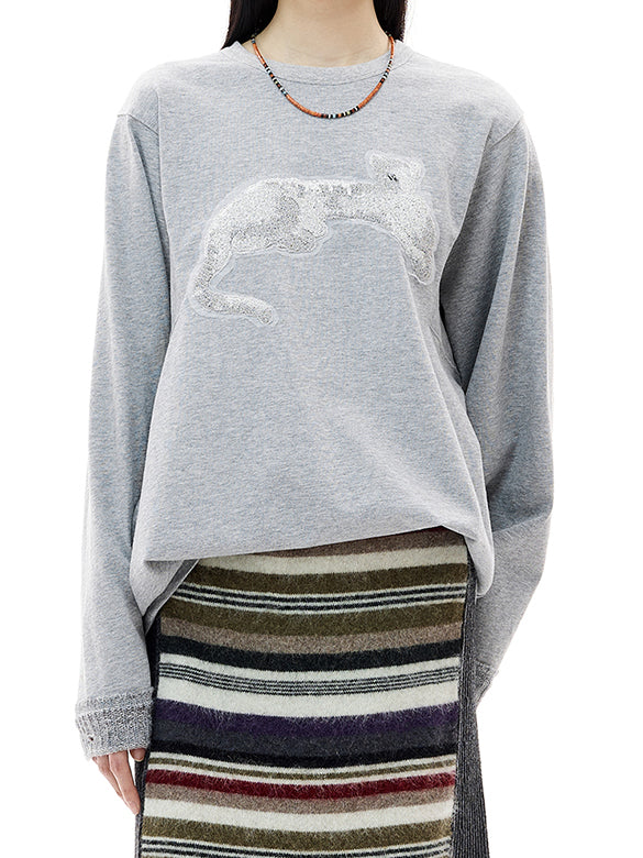 Animal Embroidery Long Sleeves T-shirt