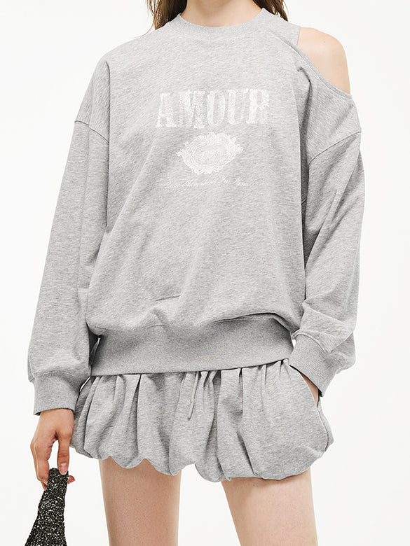 One-shoulder Cut-out Sweatshirt