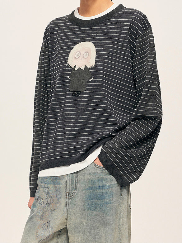 Character Design Stripe Long Sleeves T-shirt