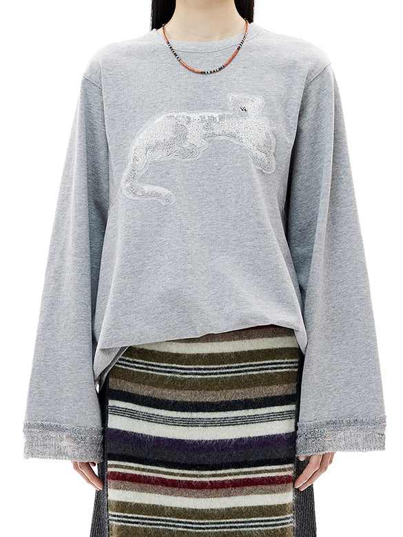 Animal Embroidery Long Sleeves T-shirt