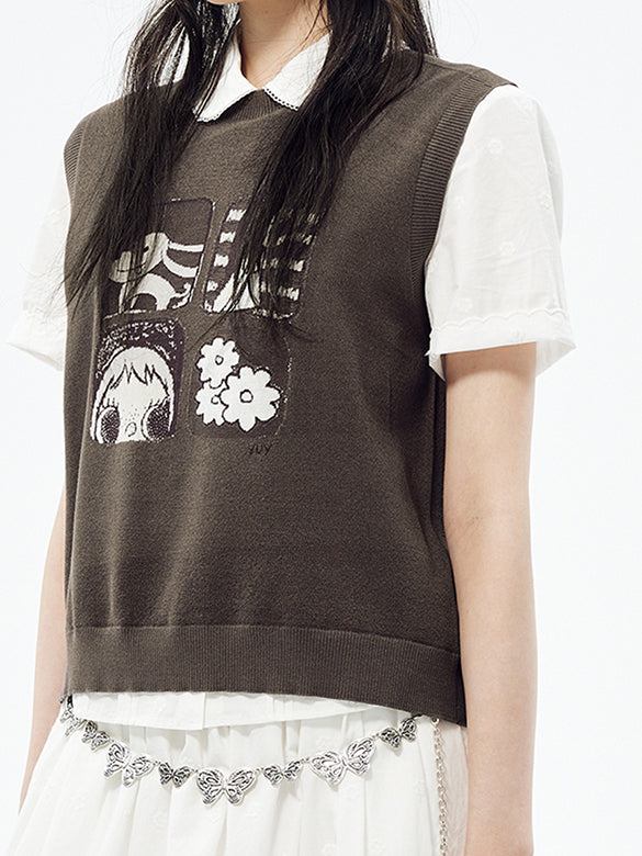 Printed Sleeveless Knit Top