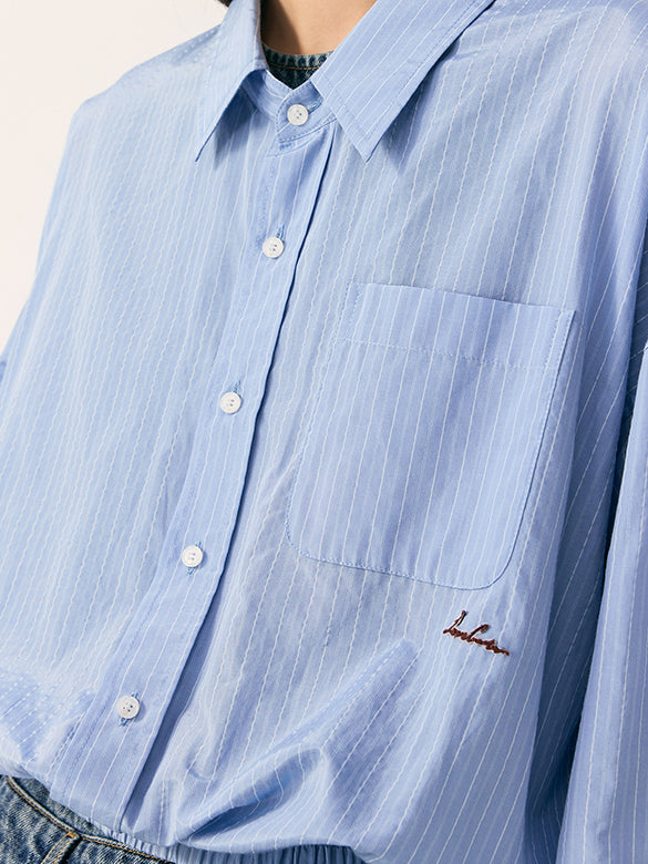 Waist Aperture Pin-stripe Shirt