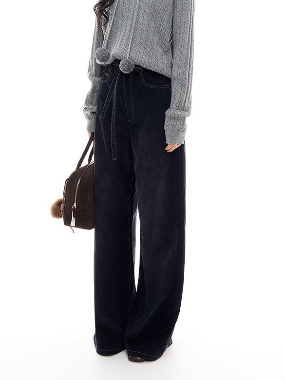 Belted Wide Corduroy Pants