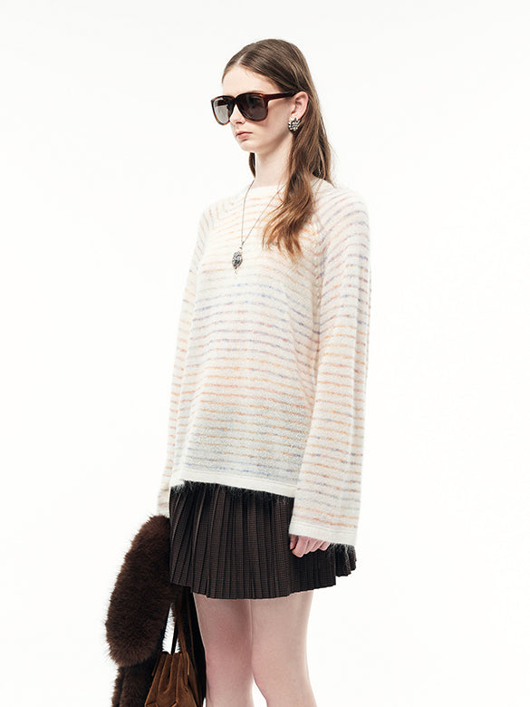 Gradation Color Stripe Knit Top