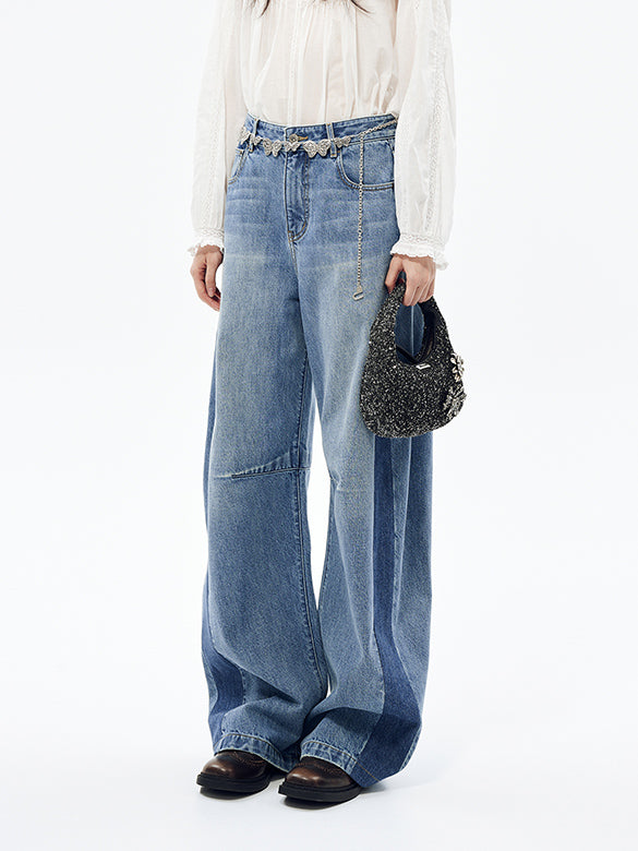 Bi-color Switch Denim Pants