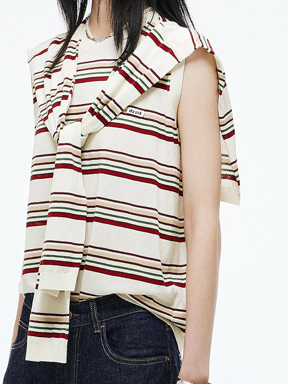 Retro Color Stripe Ensembles Knit