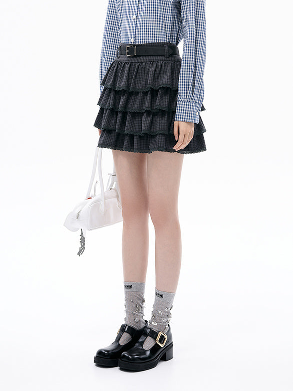 Lace Piping Frill Skirt