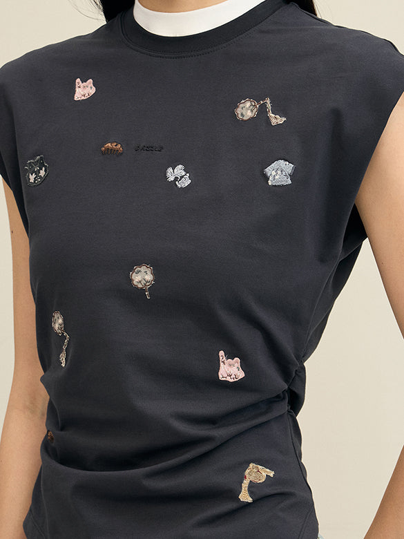 Embroidery Design Asymmetry Top