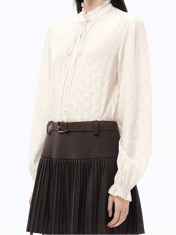 Ribbon Design Monogram Frill Blouse