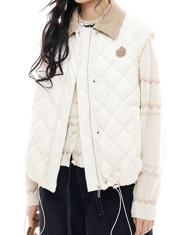 Corduroy Collar Monogram Down Vest