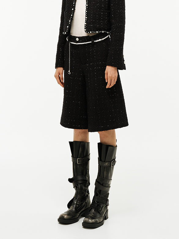 Pearl Belted Tweed Pants