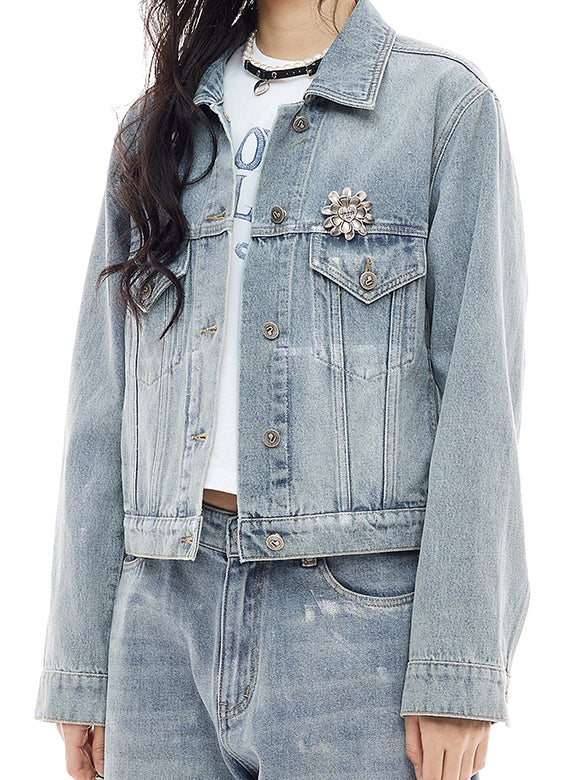 Foil Printed Denim Jacket