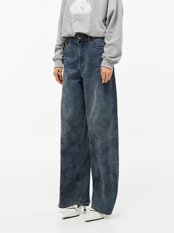 Printed Denim Pants