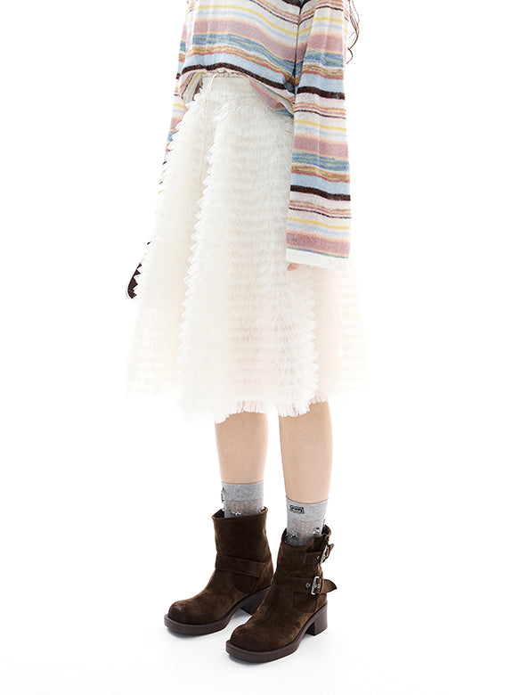 White Tulle Tiered Skirt