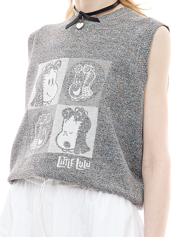 Beads Design Sleeveless Knit Top