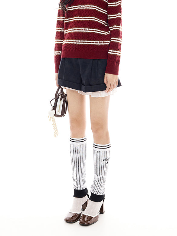 Frill Petti Pants Layered Plaid Short Pants