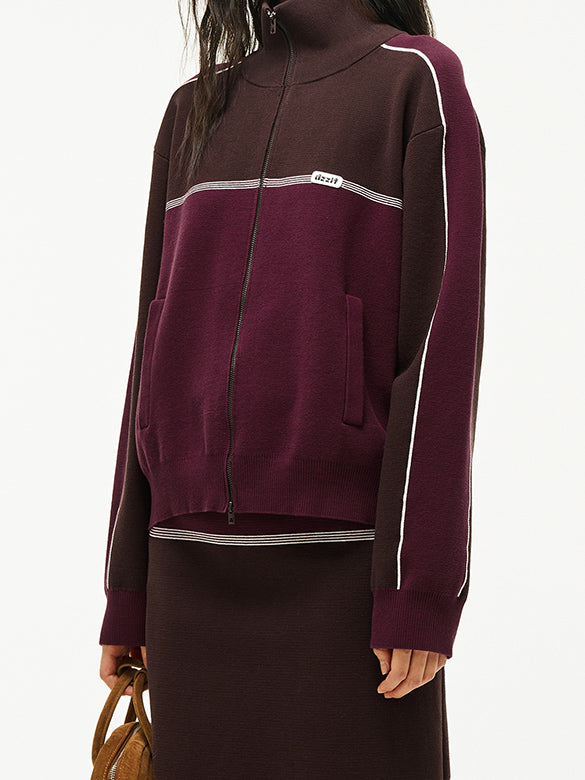 Retro Color Zipper Knit Outer