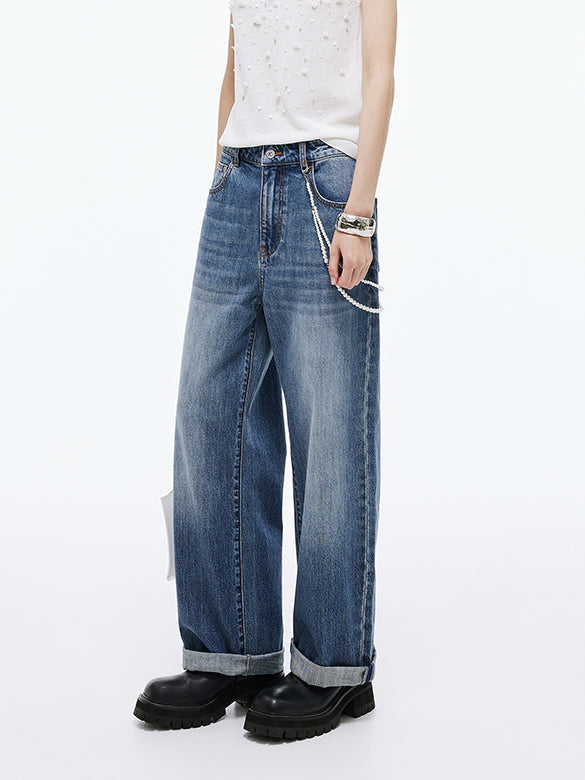Pearl Wallet-chain Denim Pants