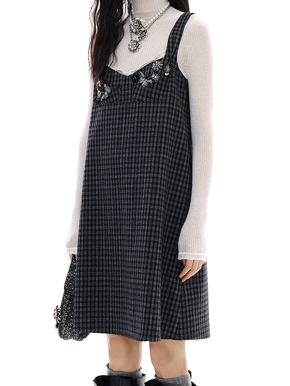 Plaid Beads Dress