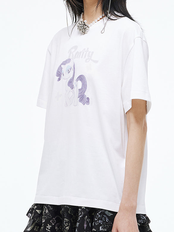 Printed Embroidery Sequins T-shirt