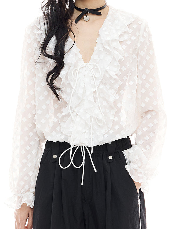 Flower Dot Frill blouse