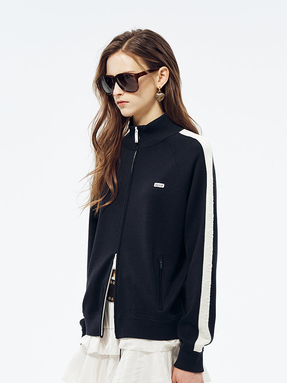 Line Zipper Knit Cardigan