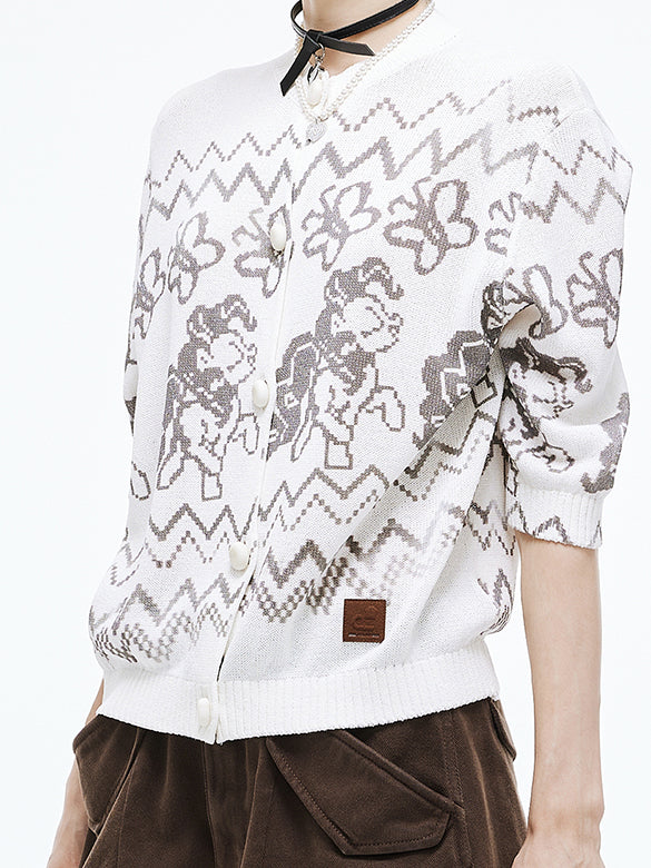 Dot Pattern Knit Cardigan