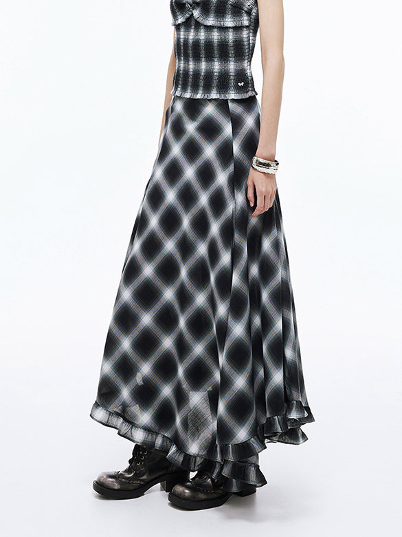 Plaid Flare Skirt