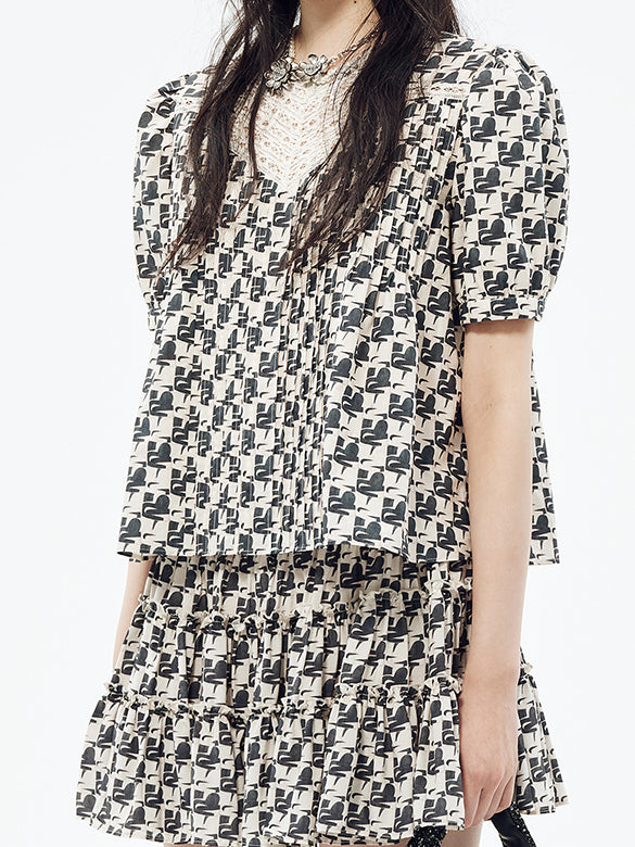 Monogram Printed Blouse
