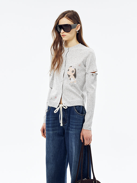 Button Sleeves Knit Cardigan