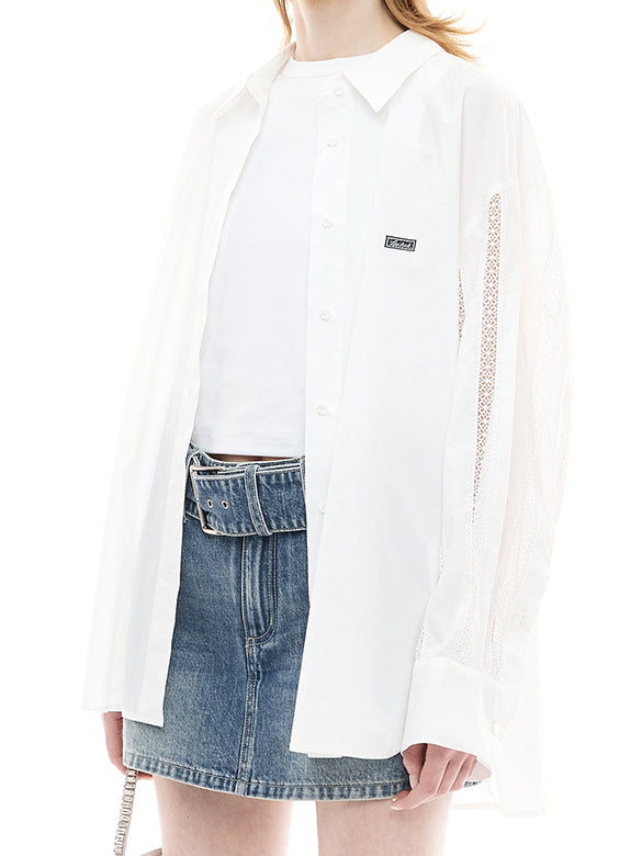 Lace Combination Sleeves Shirt