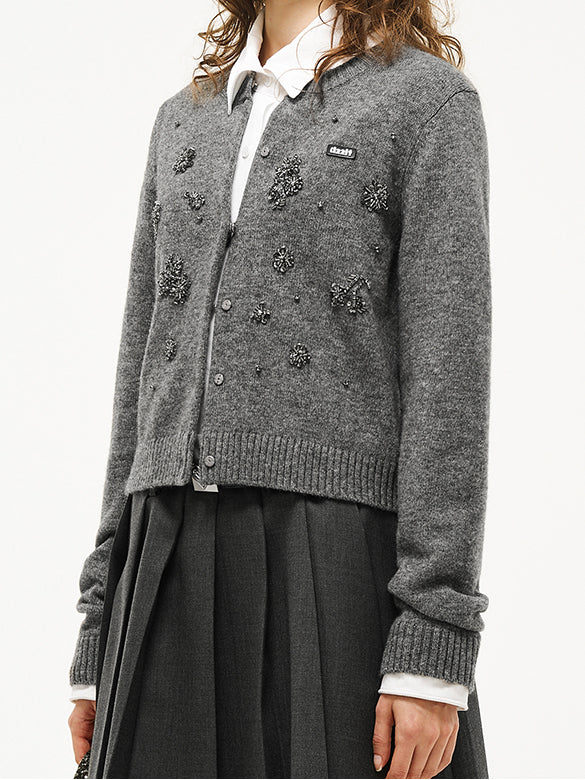 Beads Design Knit Cardigan