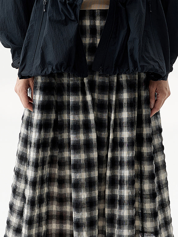 Plaid Wrinkle Easy Skirt