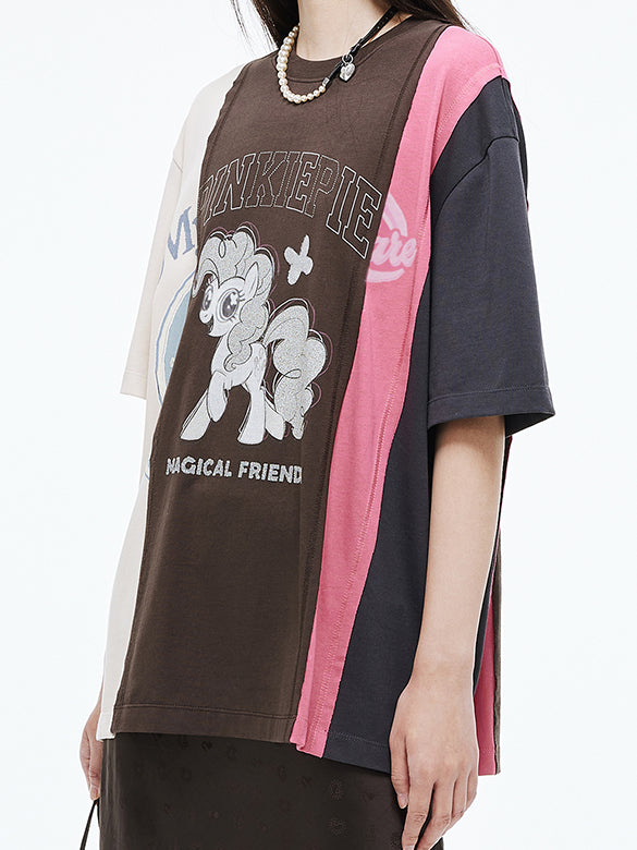 Bi-color Switch Design T-shirt
