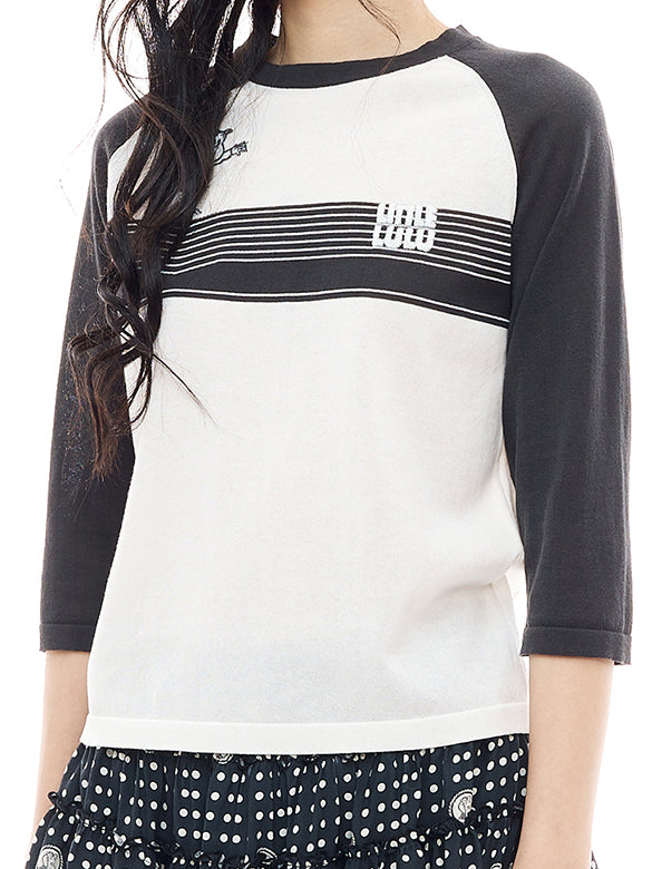 Embroidery Raglan Sleeves Knit Top
