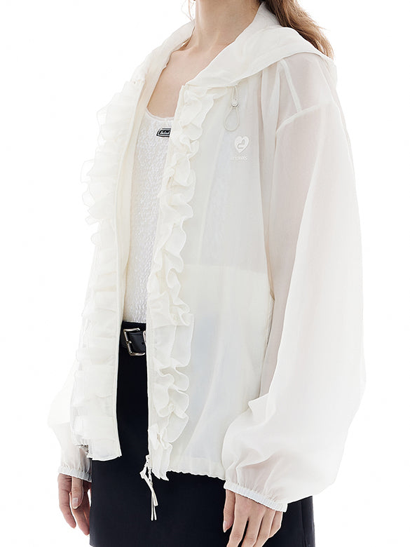 Frill Design Sheer Blouson