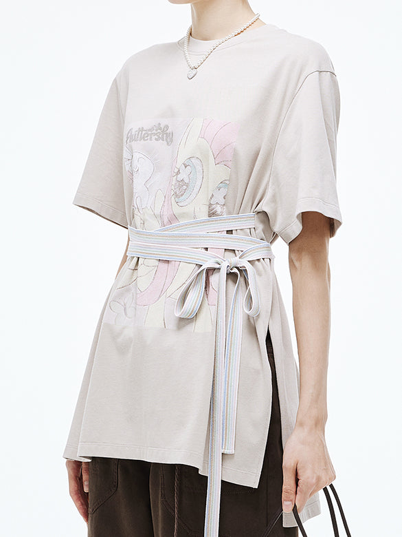 Ribbon Code Printed T-shirt