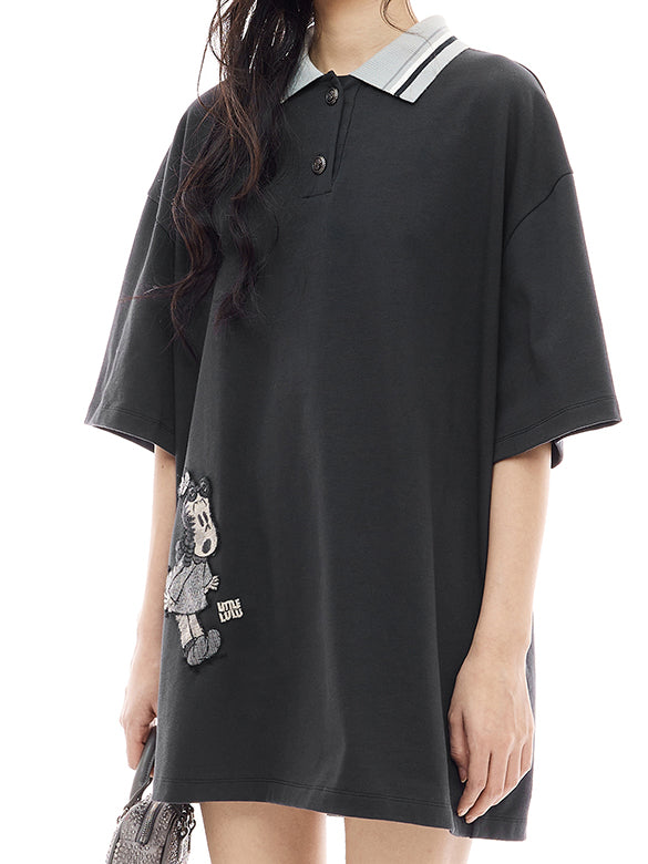Embroidery & Sequins Polo Dress