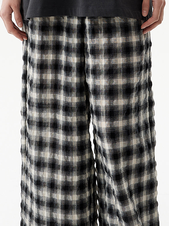 Plaid Wrinkle Easy Pants