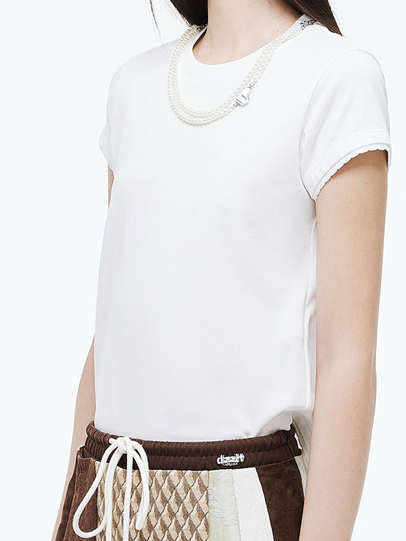 Pearl Neckless Combination T-shirt