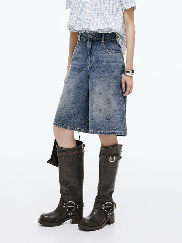 Monogram Denim Half Denim Pants