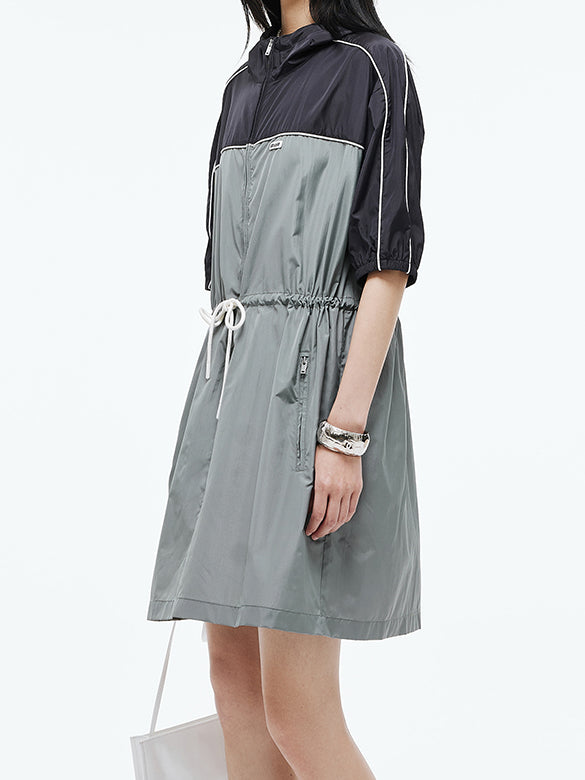 Bi-color Sporty Zipper Dress