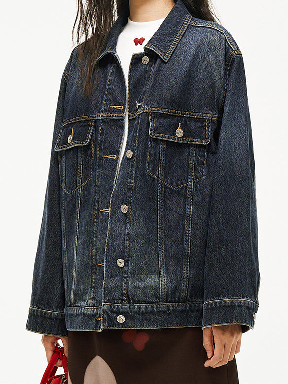 Butterfly Patch Rigid Denim Jacket